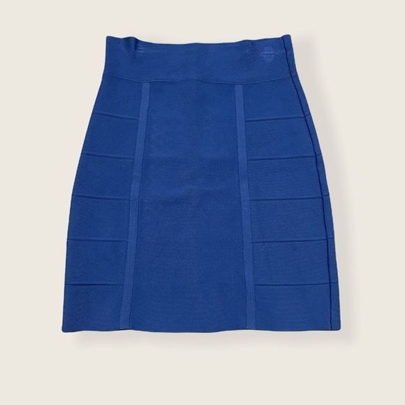 BCBG MaxAzria Blue Pull On Body Con Pencil Mini Skirt Size Medium - Picture 1 of 7
